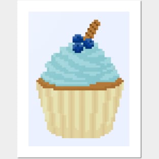 Aqua cupcake pixel art Posters and Art